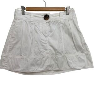 Zara basic mini skirt 100% cotton ecru white low rise pockets pleated small